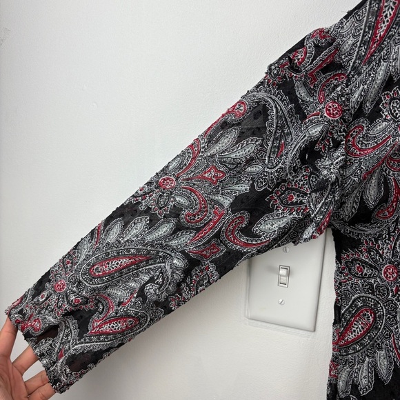 Northern Reflection Paisley Ruffle Sleeves Peasant Blouse - Picture 5 of 7